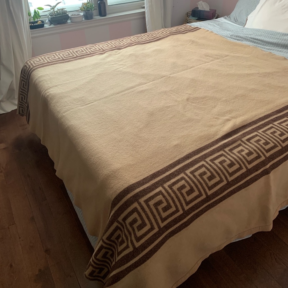 Vintage wool throw - camel beige color